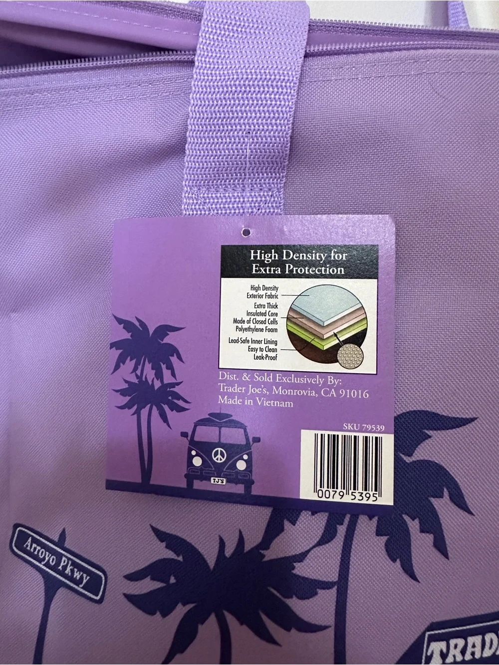 Lavender Canvas Tote Bag with Coastal Print TJS INSULATED COLELCTION